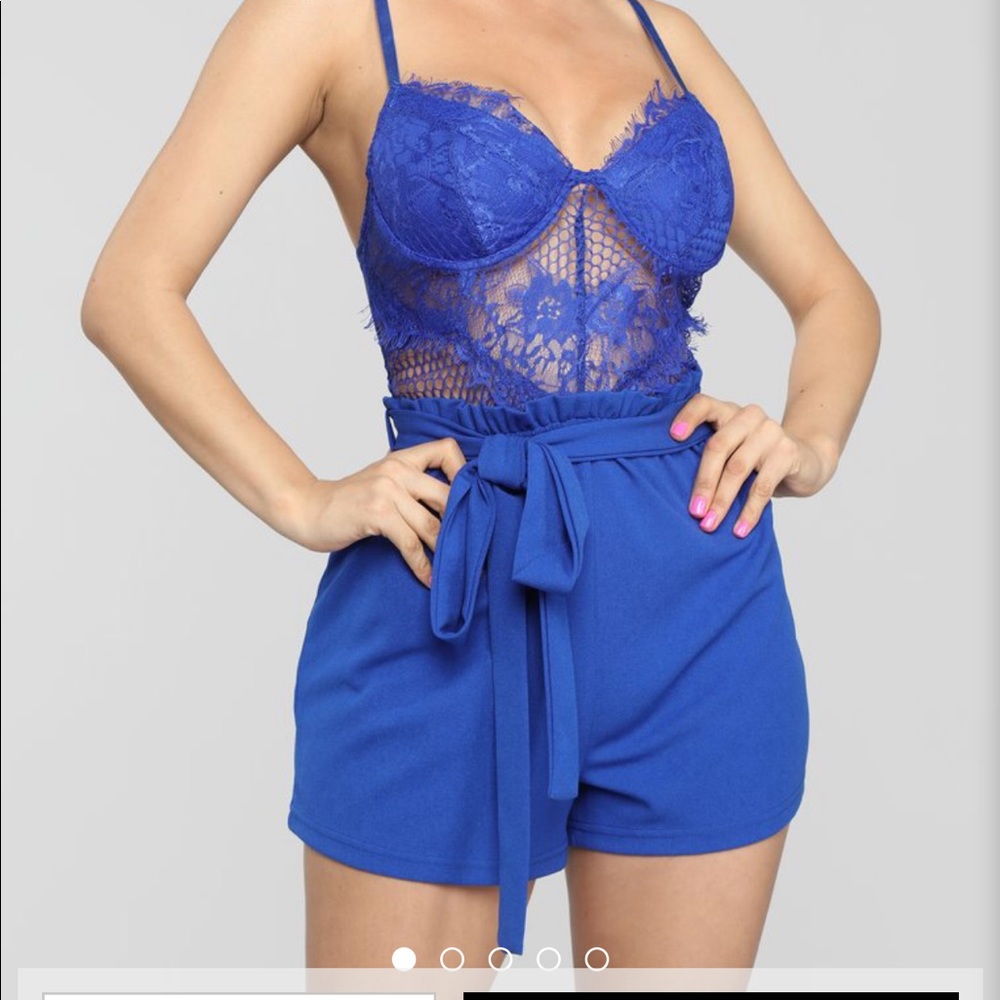 Blue lace romper